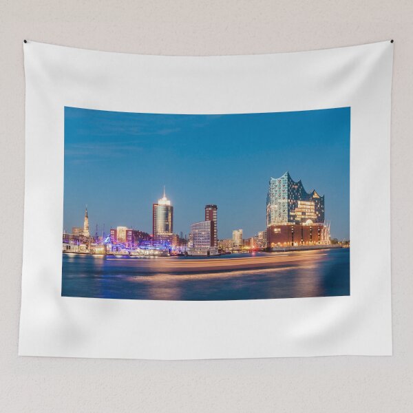 Item preview, Elbphilharmonie in the HafenCity in Hamburg at night designed and sold by dieterich.