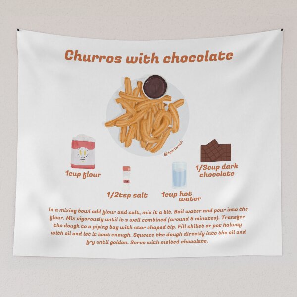 Item preview, Churros With Hot Chocolate Recipe designed and sold by onepiconetreat.