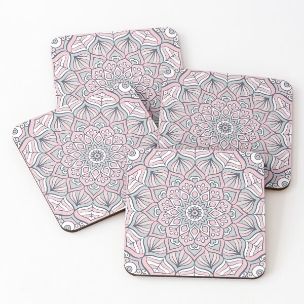 Item preview, Colorful Pink Gray Mandala Flower Pattern designed and sold by Vic Torys ☆.