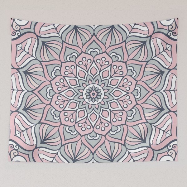 Item preview, Colorful Pink Gray Mandala Flower Pattern designed and sold by Vic Torys ☆.
