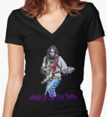 Rockin'In The Free World- Neil Young Women's Fitted V-Neck T-Shirt