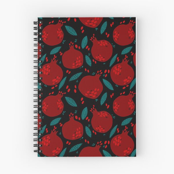 Item preview, Pattern with red pomegranates and green leaves on a black background designed and sold by Drozdova.