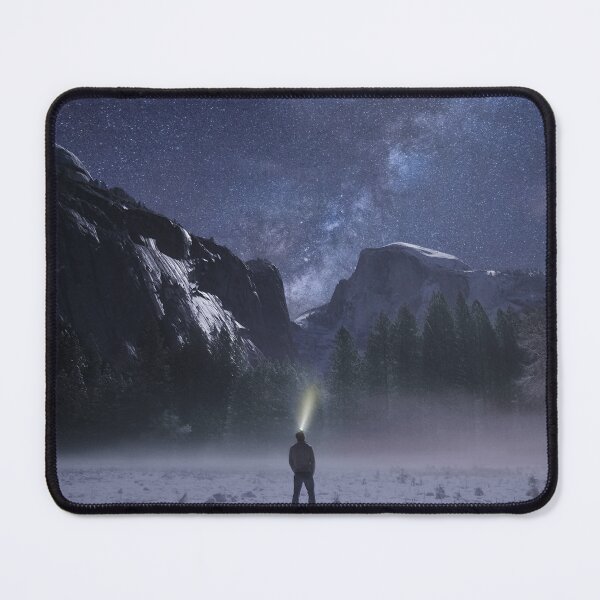 Item preview, A person wearing a headlight facing towards snow mountains. designed and sold by Body-and-nature.