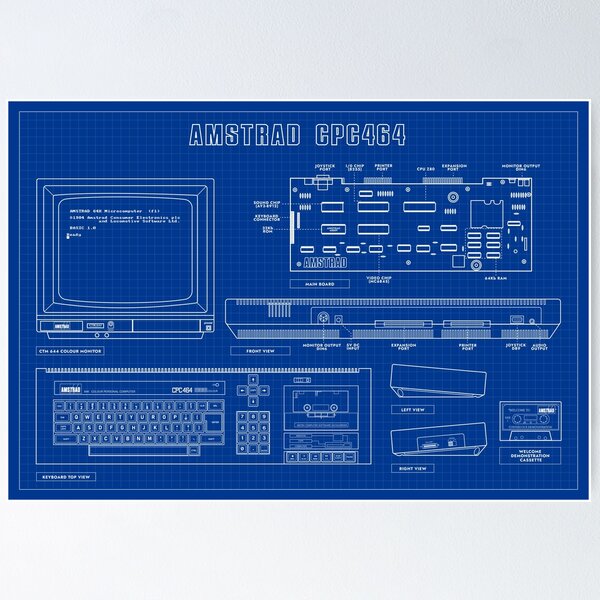 Vista previa del artículo con la obra «Amstrad CPC 464 (Blueprint)», diseñado y vendido por BGALAXY.