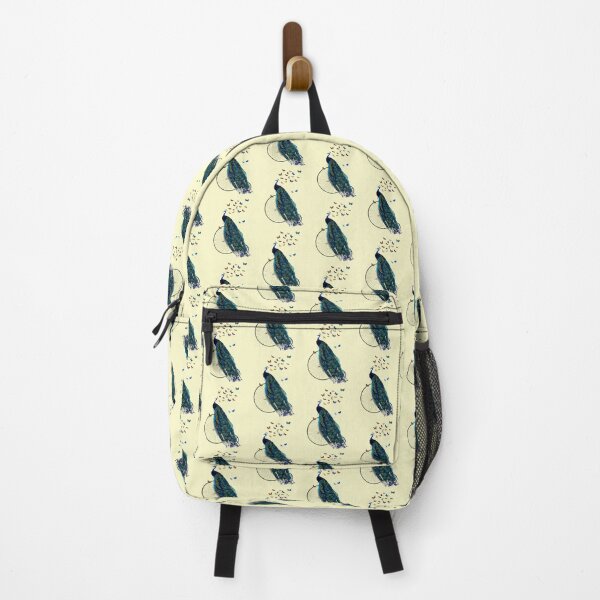 Item preview, Peacock on bicycle with butterflies (light yellow) designed and sold by Madame Memento.