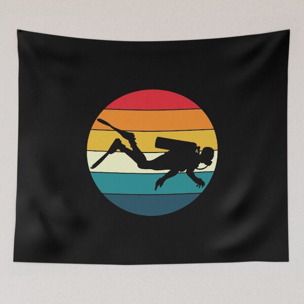 Item preview, Scuba Diving Diver Dive Silhouette Vintage Retro Style designed and sold by EstelleStar.