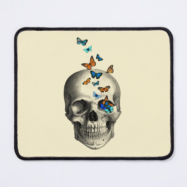 Item preview, Skull with butterflies (cream) designed and sold by Madame Memento.