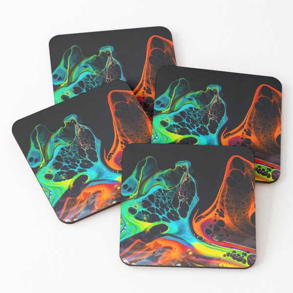 Item preview, Colorful mix of neon paints swirling on black surface designed and sold by KrissWorld4350.
