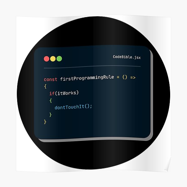 Póster «Primera regla de programación CodeBible.js | Pegatina de ...