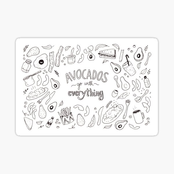 Avocados go with everything - Illustrated Pattern  Sticker