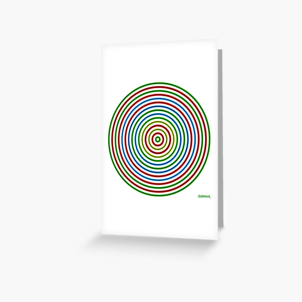 Vibrating Concentric Color Circles Greeting Card