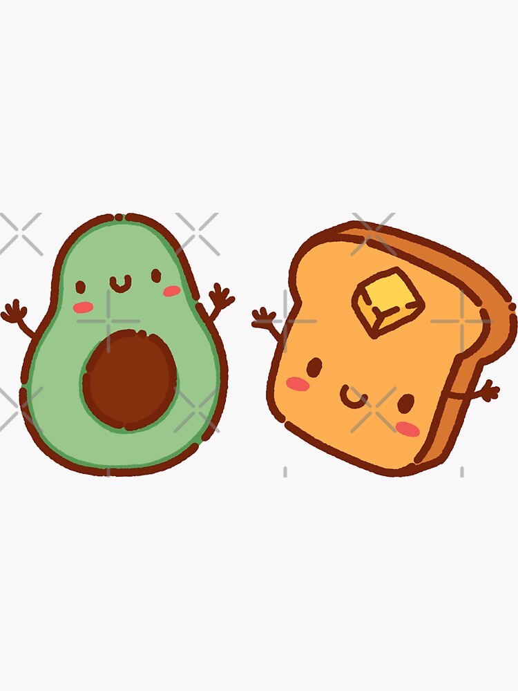 Cute funny toast and glasses, yummy Kawaii avocado' Sticker