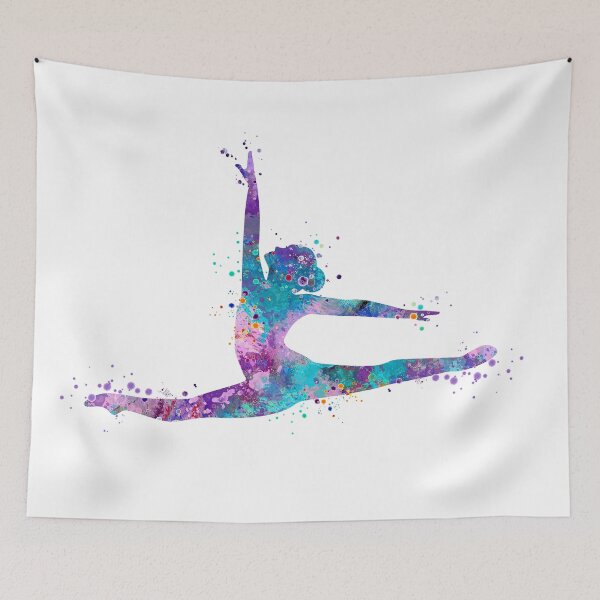 Item preview, Girl Gymnastics Twine Watercolor Silhouette designed and sold by LotusGifts.