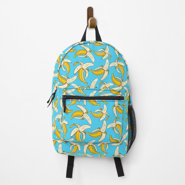Bananas on Aqua Blue Food Themed Pattern Backpack