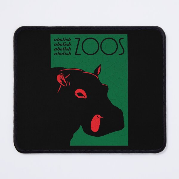 Item preview, Abolish Zoos, Green Poster with Black and Red Hippo designed and sold by robalonso.