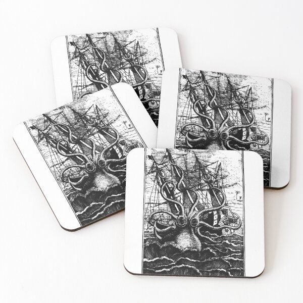 Item preview, Vintage Kraken attacking ship illustration designed and sold by BLISSBITESGH.