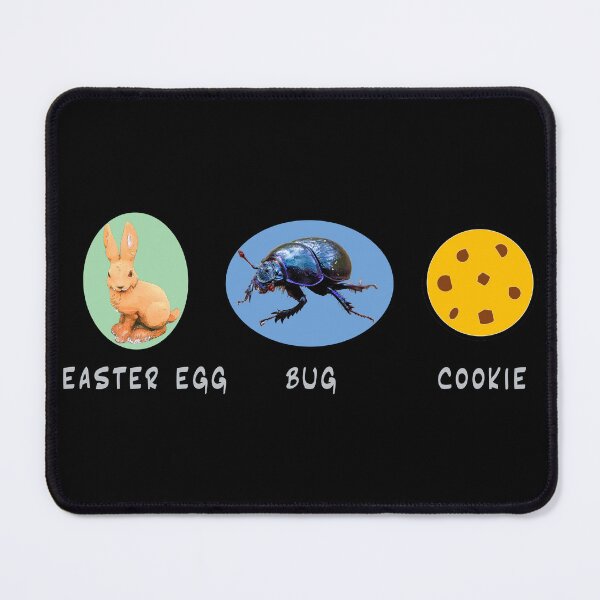 Item preview, "Easter Egg Bug Cookie" lettering with Easter bunny in egg, buggy beetle and cookie with chocolate pieces designed and sold by sopfanna.