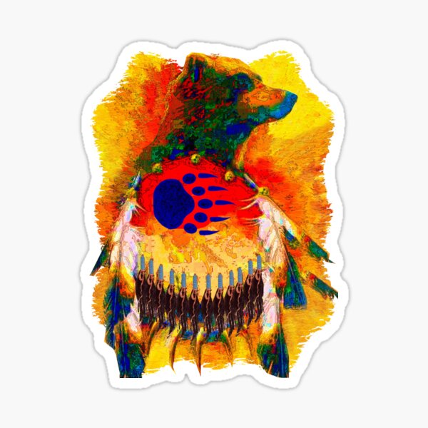 Bear Warrior Native American T-shirt Sticker