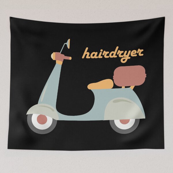 Item preview, Moped "hairdryer" in fun retro colors (Izzard reference) designed and sold by Ofeefee.