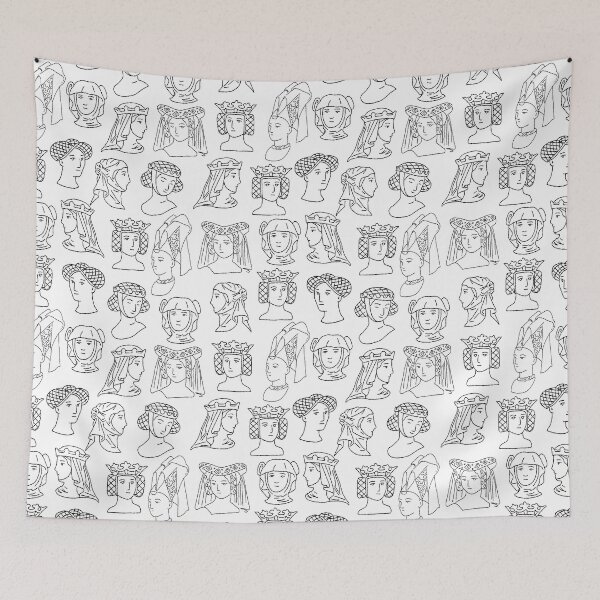 Item preview, Medieval Womens Headwear Drawing Pattern Black and White designed and sold by MariOyama.