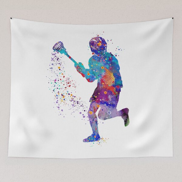 Item preview, Lacrosse Boy Watercolor Silhouette Painting designed and sold by LotusGifts.
