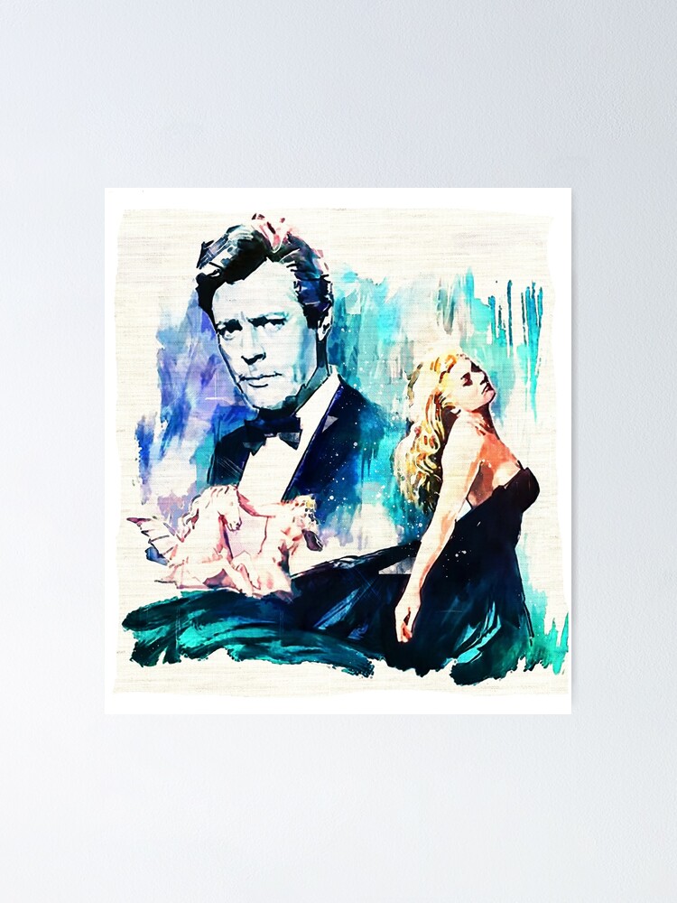 "La Dolce Vita, vintage retro, old Hollywood, movie poster, classy movie, Marcello Mastroianni