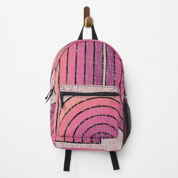 Item preview, Retro Geometric Double Arch Design Black Beige Cream Magenta Pink Orange and Tan designed and sold by tonymagnerart.