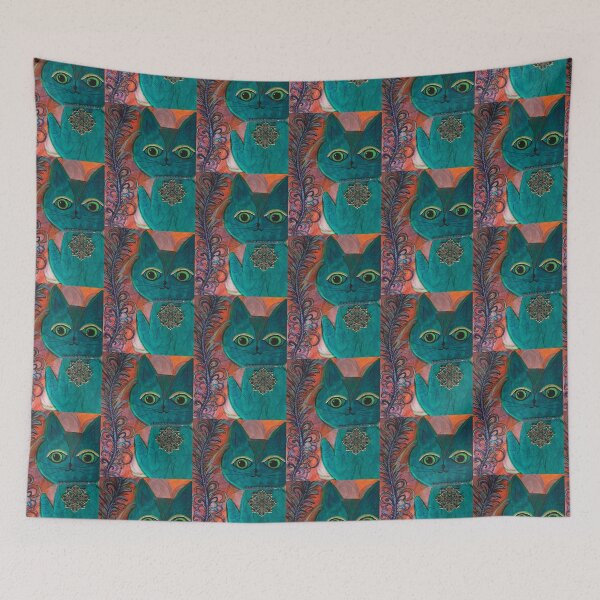 Item preview, BlueMax2 Cat Botanical Mixed Media designed and sold by Mary Egan.