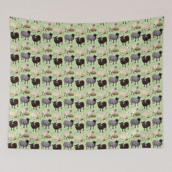 Item preview, Sheep pattern in green designed and sold by EskTuulispaa.