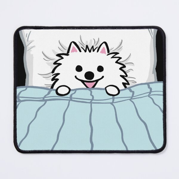 Item preview, White Pomeranian Tucked into Bed Cute Pom Cartoon Dog designed and sold by Jenn Inashvili.