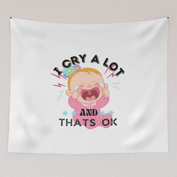 Item preview, i cry a lot and thats ok - with baby girl and black and pink colors designed and sold by sama-stylish.