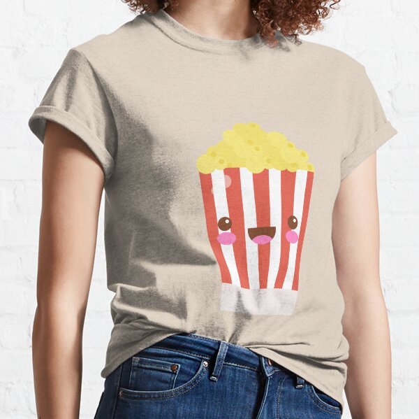 Movie Time T-Shirt Cool Popcorn Funny Cartoon Character Top Tee 