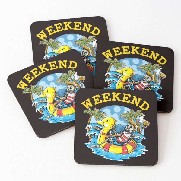 Item preview, Summer weekend Skeleton on a swim ring under palm trees designed and sold by ReneMM.