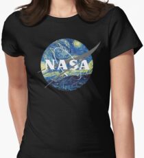 Nasa Logo Van Gogh Women's Fitted T-Shirt