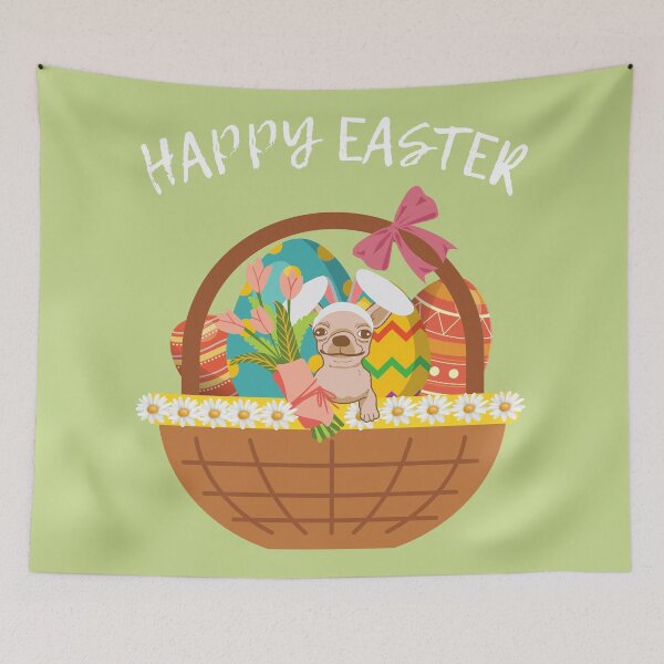 Item preview, Easter Chihuahua Puppy With Easter Basket designed and sold by BronikowskiART.