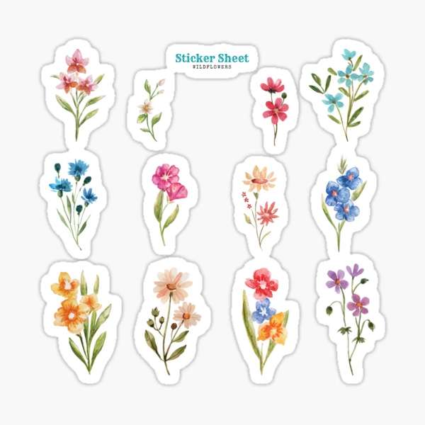 Sticker Sheet – Wildflowers, Watercolor Flower