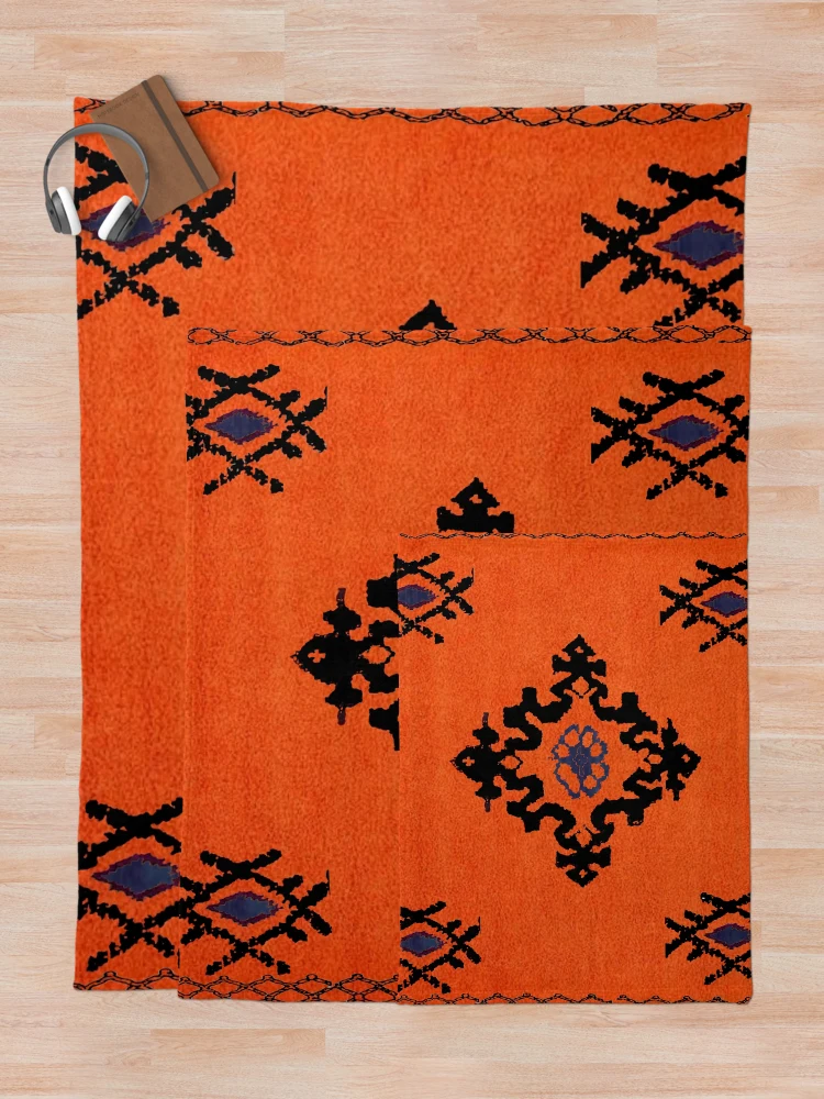 Thumbnail 5 of 6, Throw Blanket, Moroccan Traditional Rug Style -Berber-Rug-Style designed and sold by RabiaDesigns.