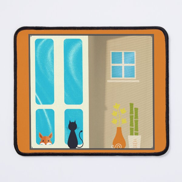 Item preview, Cute Fox Wants In and Gray Cat Wants Out Retro Colors designed and sold by MarikaJohnson.