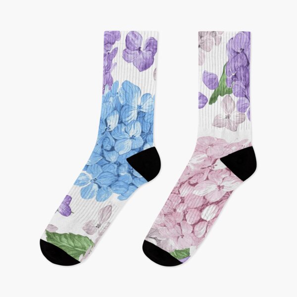 Item preview, Hydrangea Pink Blue Purple Flowers Petals and Leaves in Watercolor designed and sold by WearWolfDesigns.