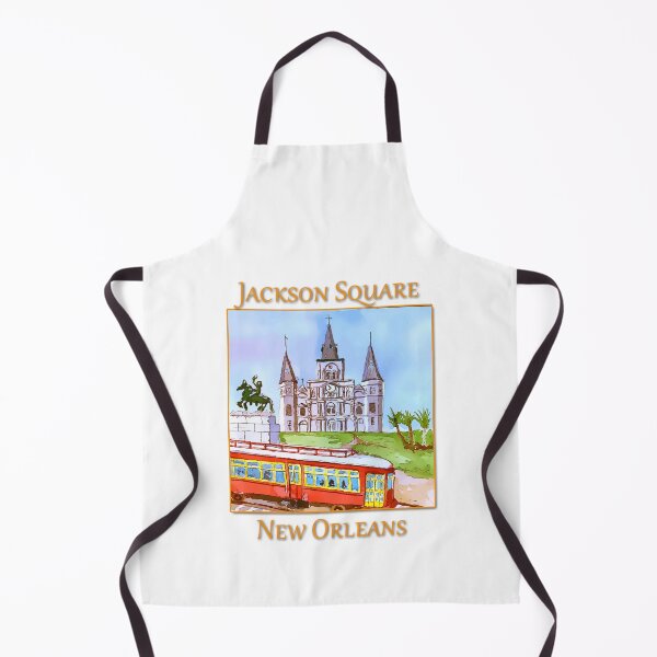 Item preview, St. Louis Cathedral, and street car as seen in Jackson Square New Orleans - WelshDesigns designed and sold by welshdesigns.