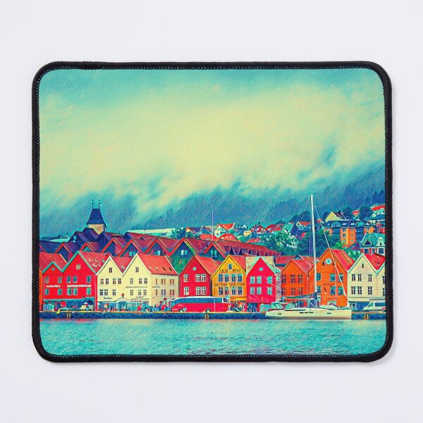 Item preview, Calm Nordic Lakeview of Bergen, Bryggen Old Town Norway Scandinavia designed and sold by Travalex.