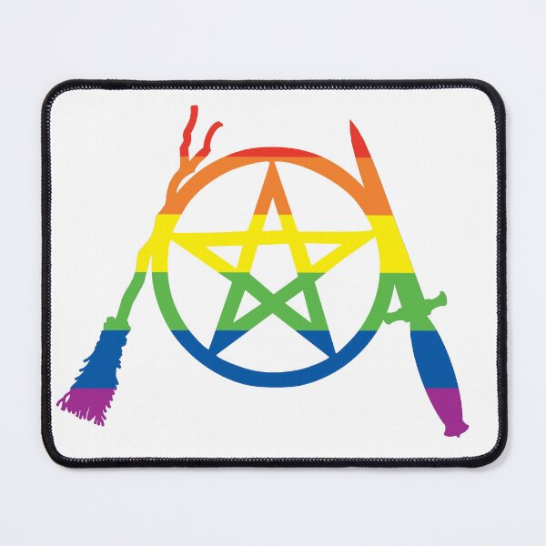 Item preview, Rainbow Pride Pent, Besom, & Blade designed and sold by QAF Warlock Patterns.