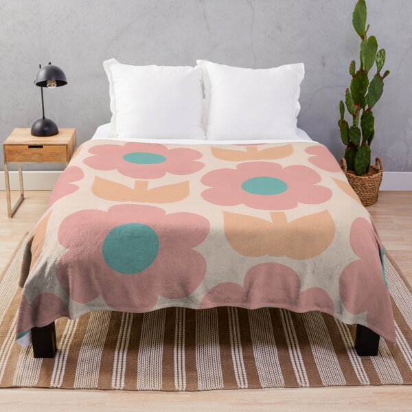 Item preview, Jonnty Flowers Retro Floral Pattern Muted Pastel Blush Apricot Teal designed and sold by kierkegaard.