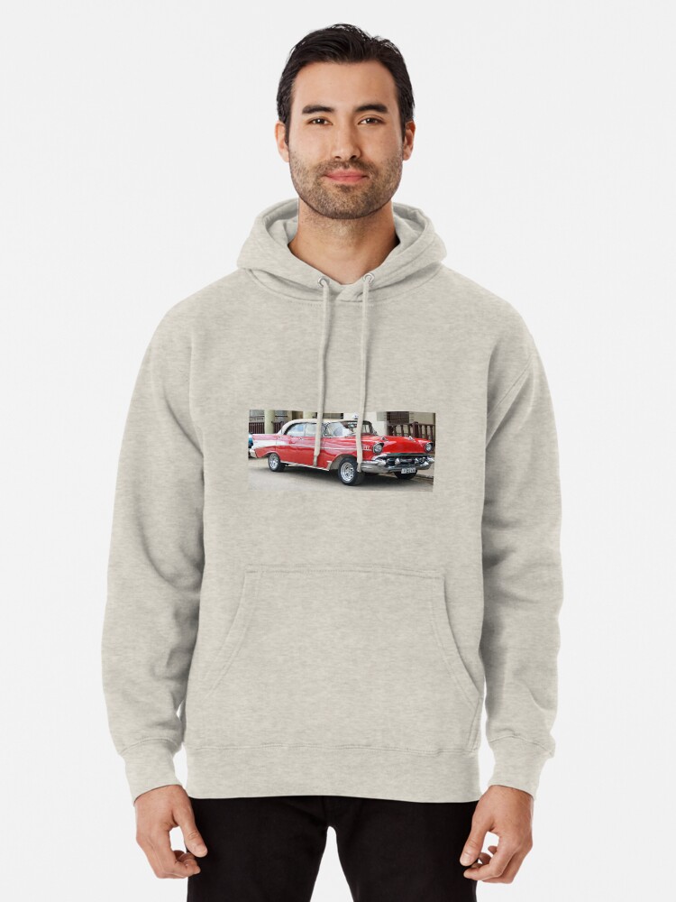 Red And White 1956 Chevy Bel Air Sweet Pullover Hoodie By