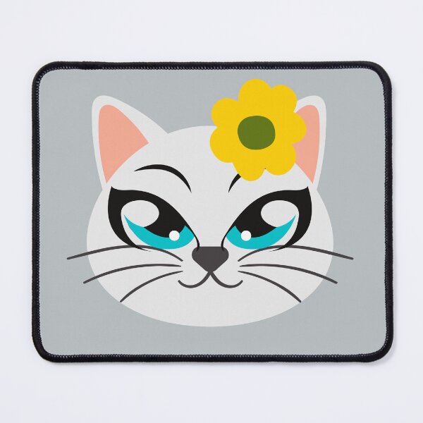 Item preview, Face of cute kitten with blue eyes and yellow flower, chip style. Stylish cat for cat lovers. designed and sold by EMIPRINCESS.