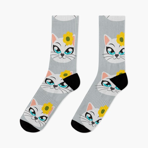 Item preview, Face of cute kitten with blue eyes and yellow flower, chip style. Stylish cat for cat lovers. designed and sold by EMIPRINCESS.