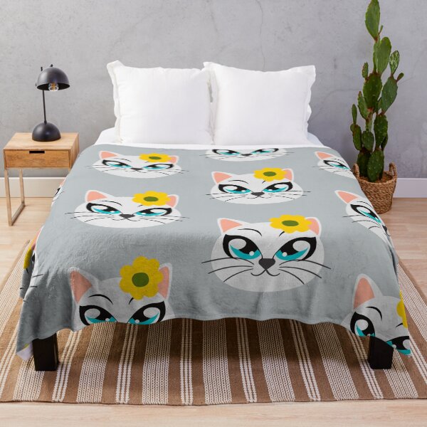 Item preview, Face of cute kitten with blue eyes and yellow flower, chip style. Stylish cat for cat lovers. designed and sold by EMIPRINCESS.
