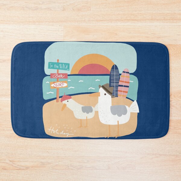 Item preview, The two Seagulls at the beach celebrating summer holiday by the Sea, holiday memory on dark background designed and sold by marina63.