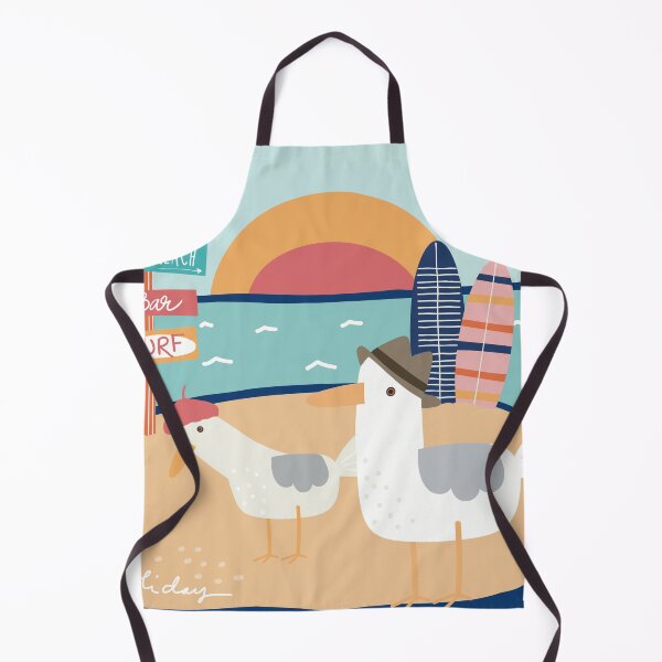 Item preview, The two Seagulls at the beach celebrating summer holiday by the Sea, holiday memory on dark background designed and sold by marina63.