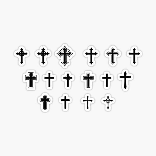 Simple Christian Cross Sticker by Gold Target - Pixels